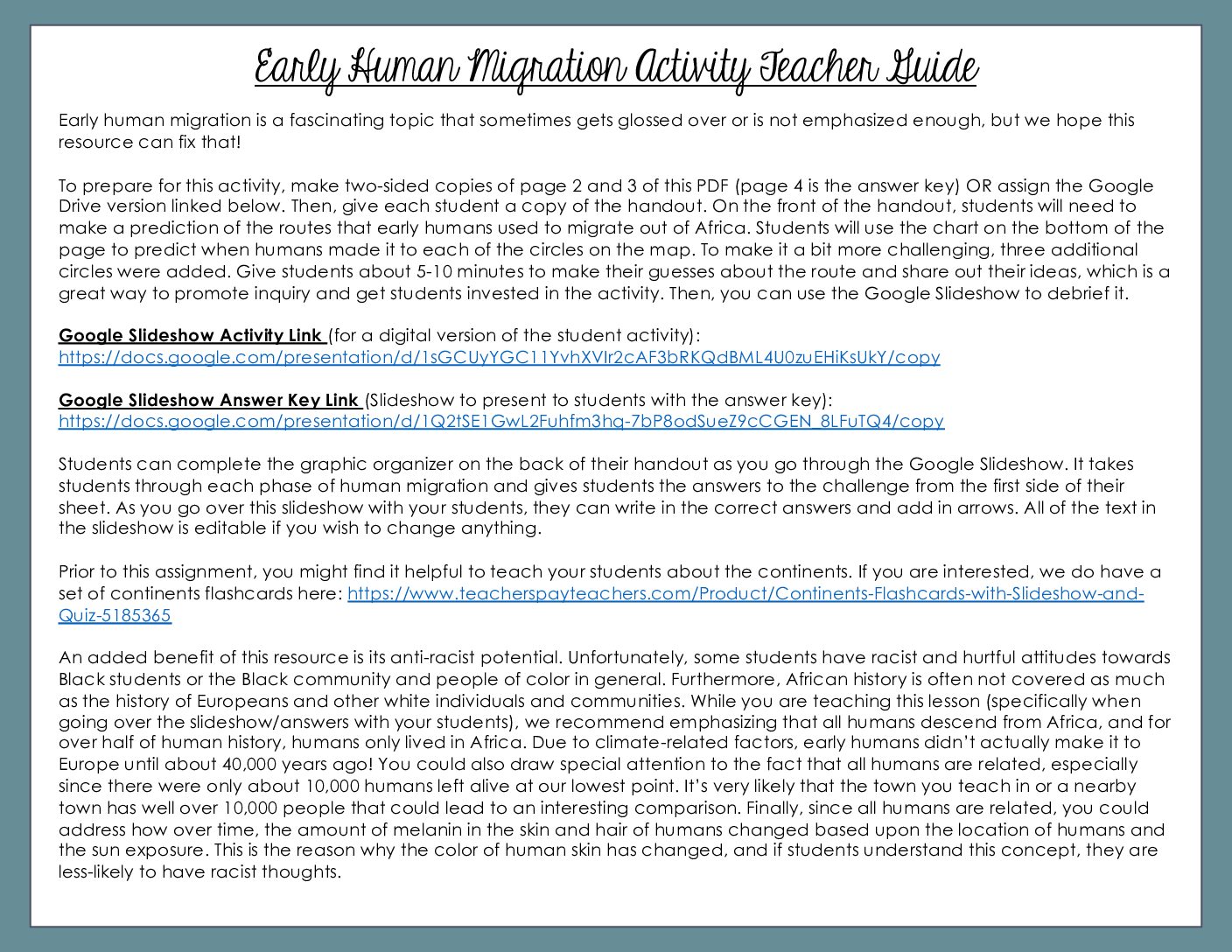 05 Early Human Migration Activity And Editable Google Slideshow