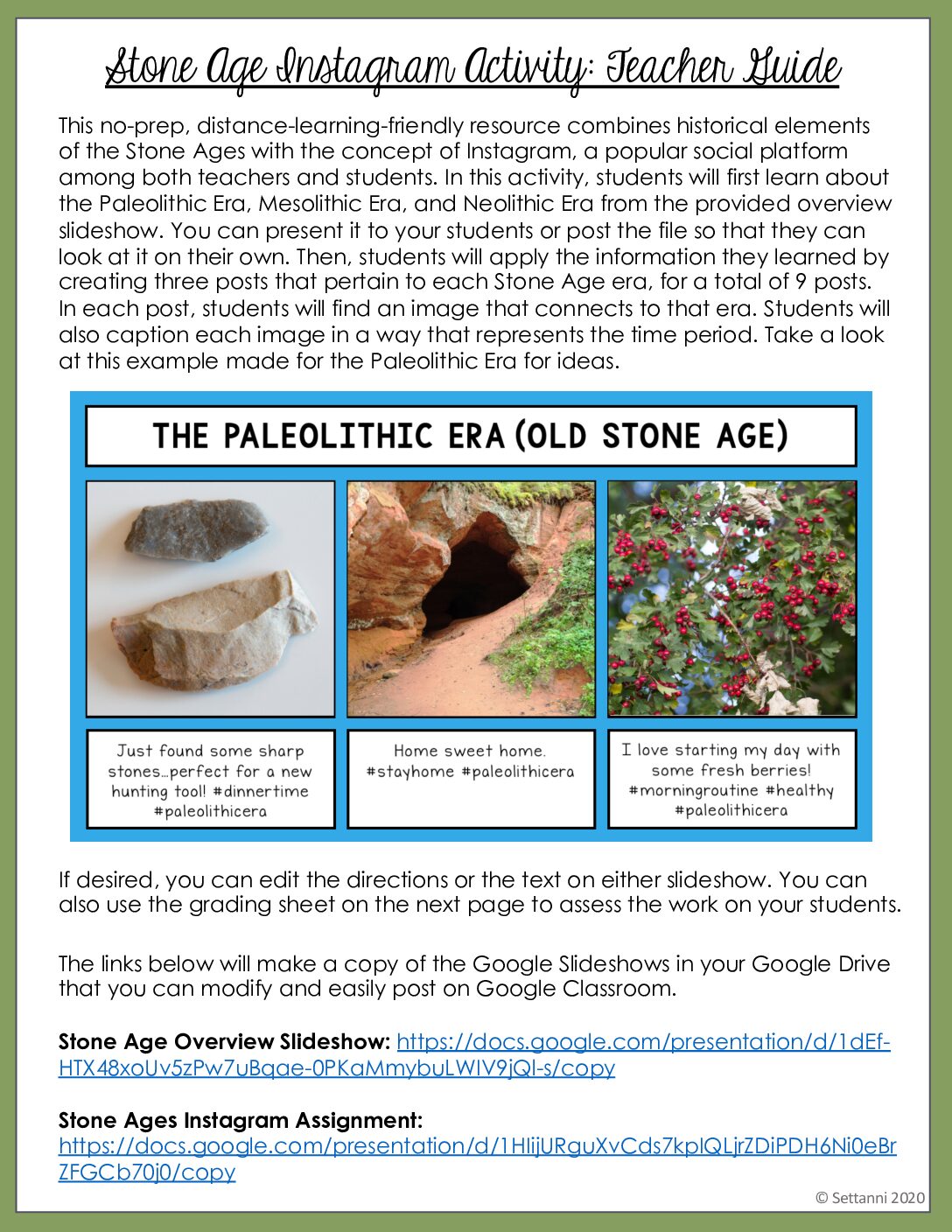 07 Stone Ages Activity Instagram Activity Google Slideshow