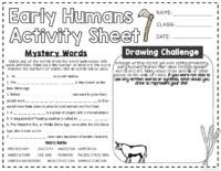 10 Early Humans Worksheet For Early Finishers Or An Emergency Sub Plan