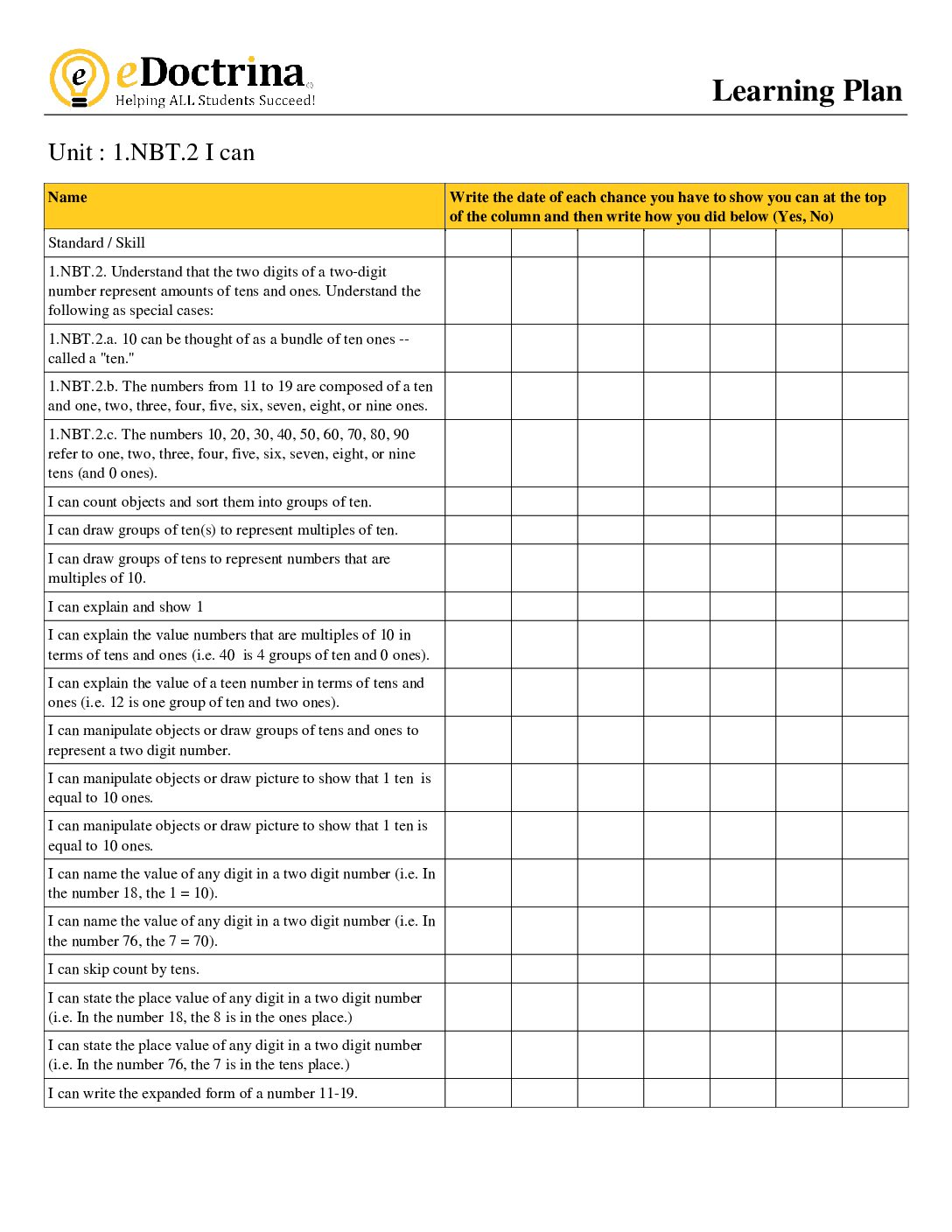 1St Grade Module 2 I Can