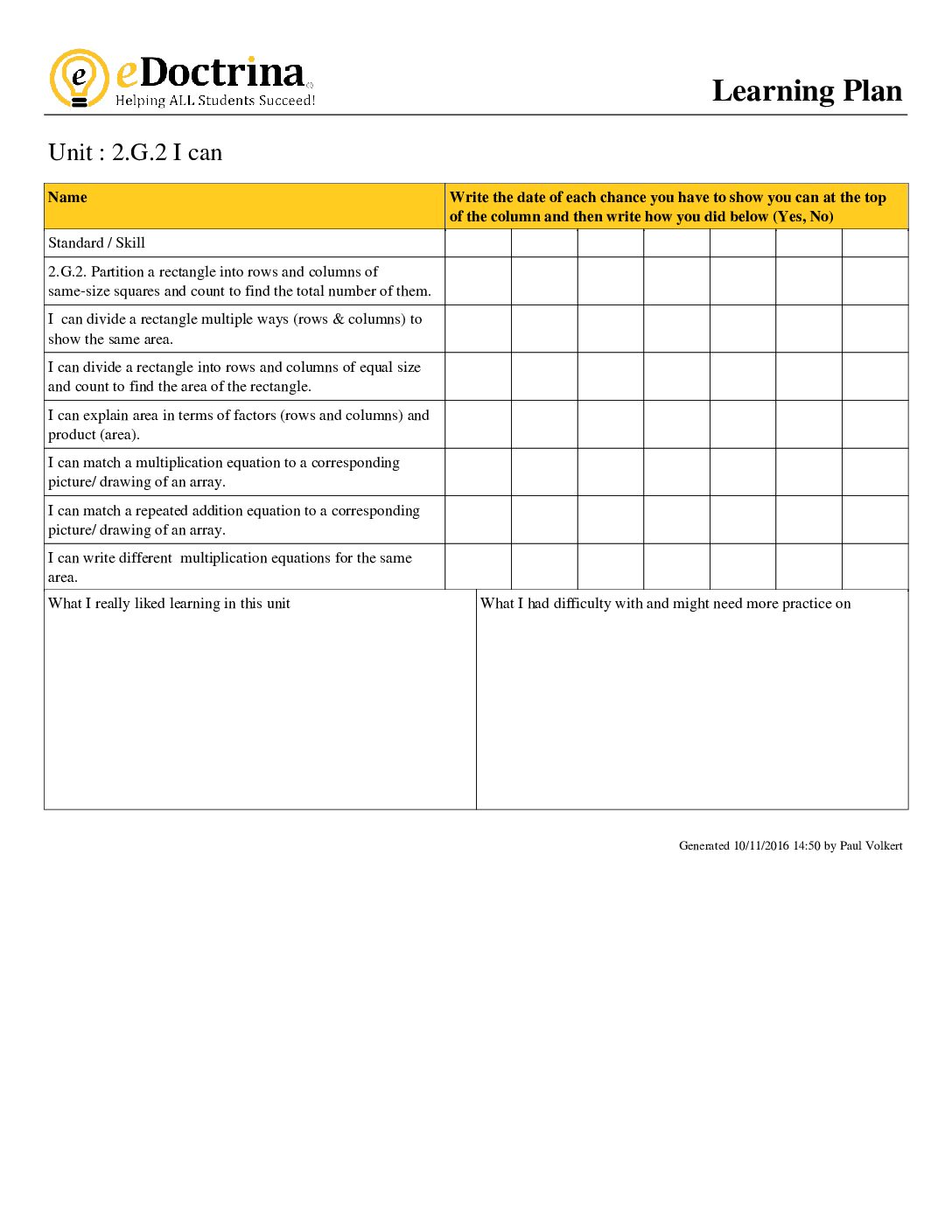 2Nd Grade Module 6 I Can