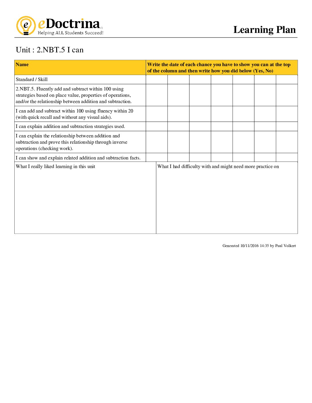 2Nd Grade Module 7 I Can