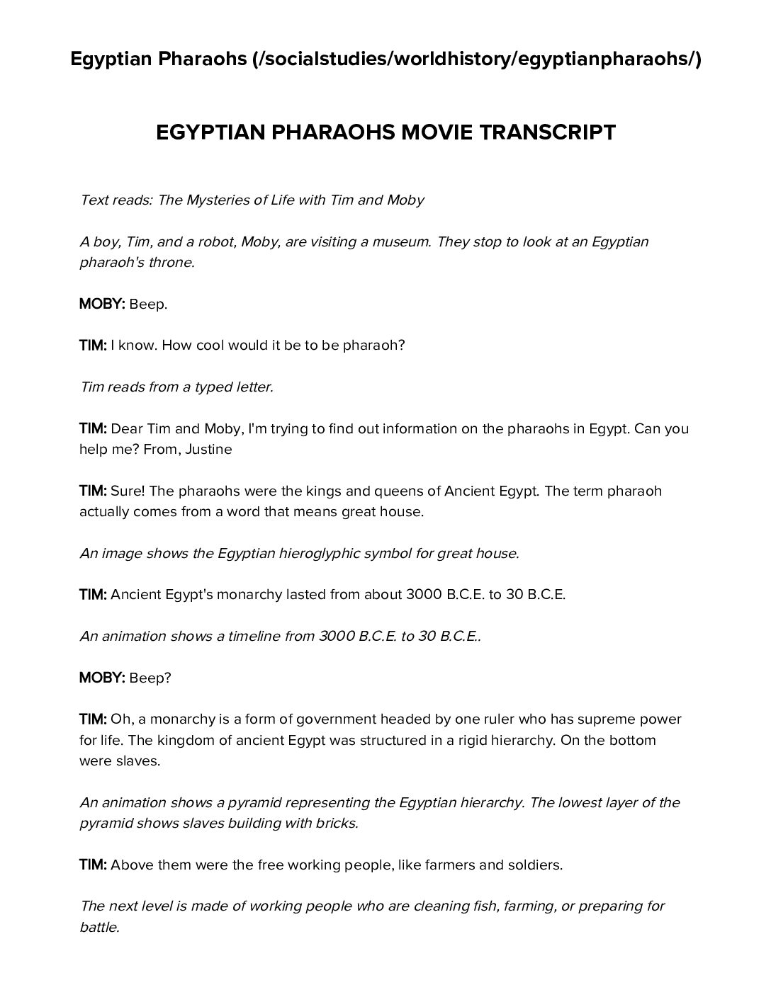 3.6 Video Transcript Egyptian Pharaohs