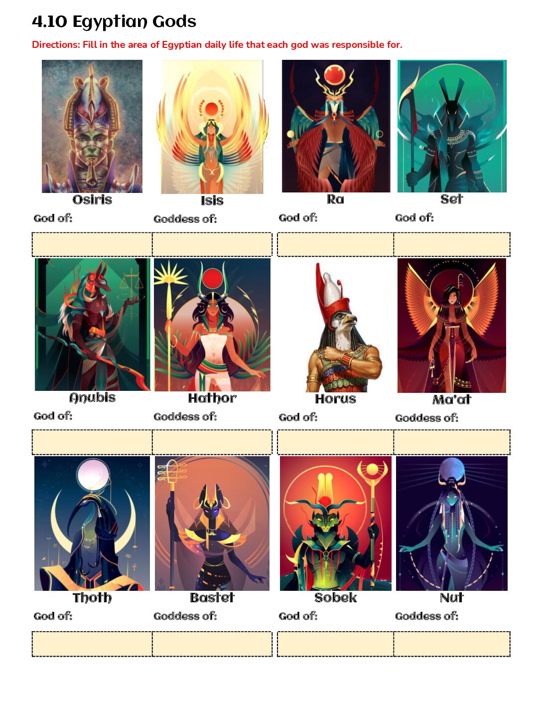 4.10 Egyptian Gods