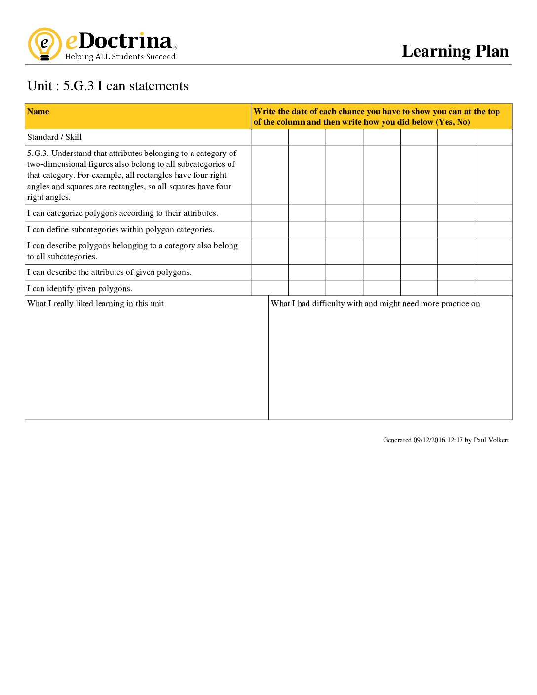 5Th Grade Module 5 I Can