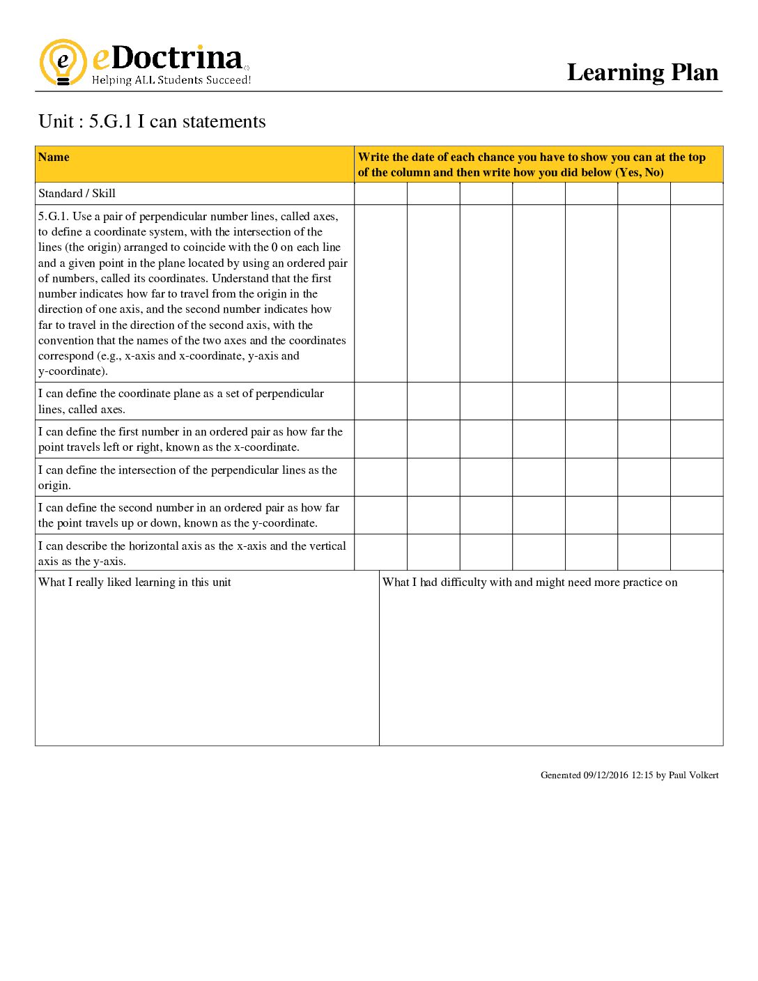 5Th Grade Module 6 I Can