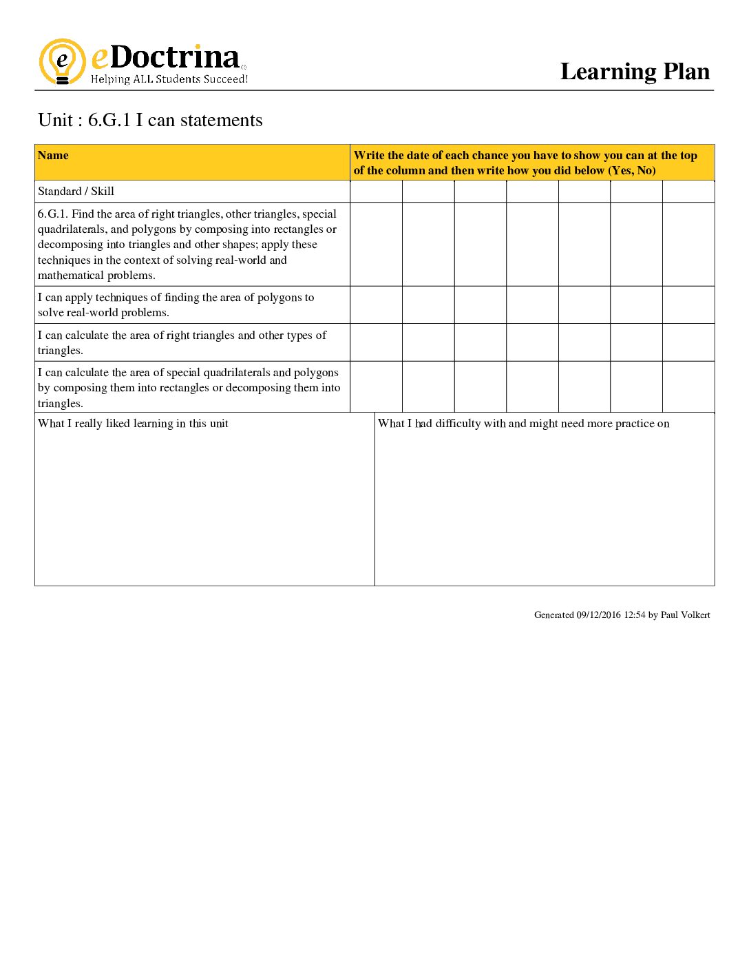 6Th Grade Module 5 I Can