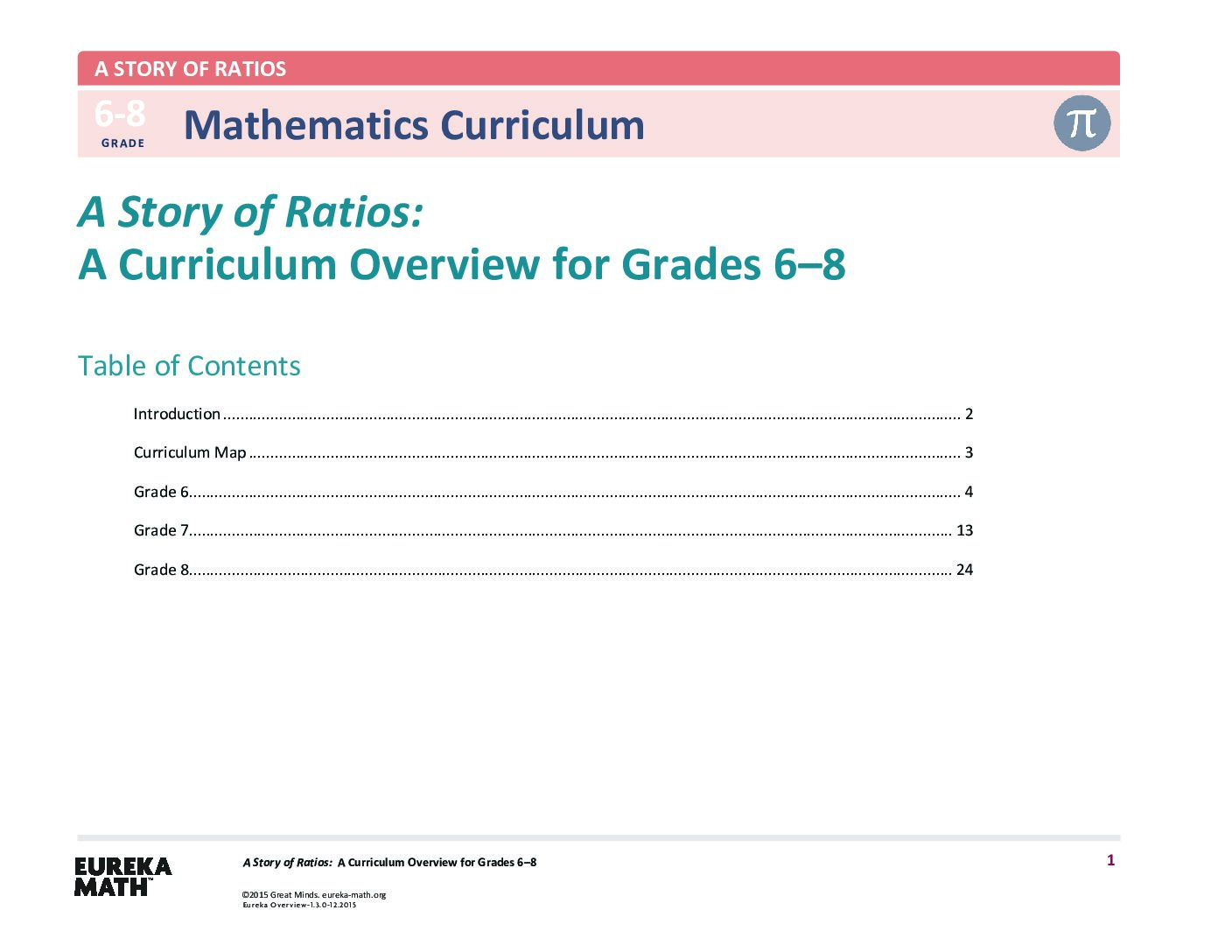 A Story Of Ratios V3 Currriculum Map And Overview 6 8