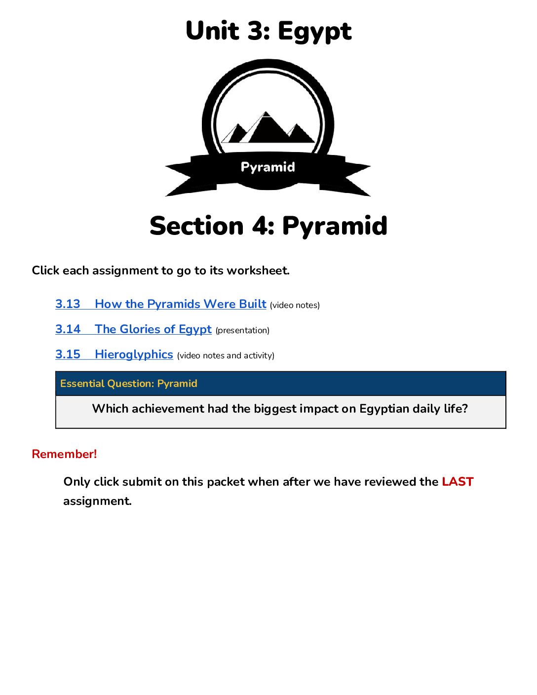 Answer Key Unit 3 Sections 4 Pyramid