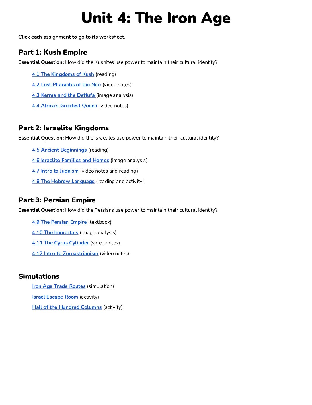 Answer Key Unit 4 The Iron Age