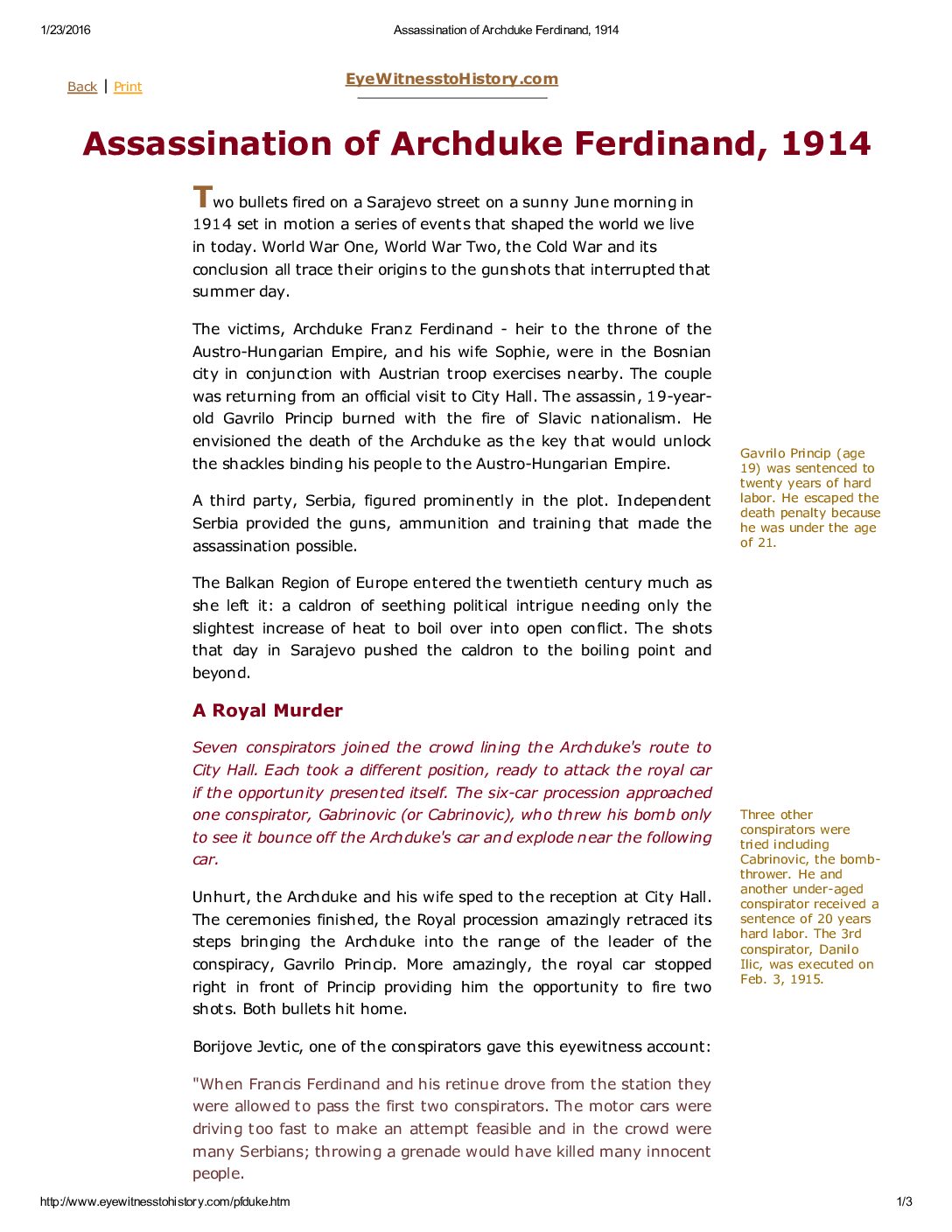 Article Eyewitness History Assassination Of Archduke Ferdinand, 1914