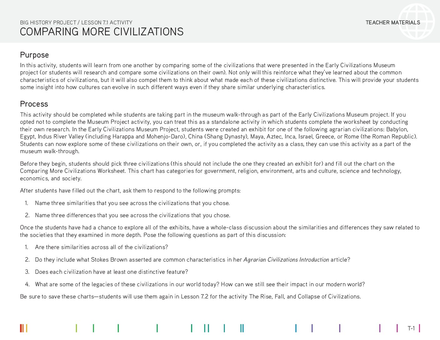 Bhp Activity 2019 U7 1 Comparing More Civilizations Teacher