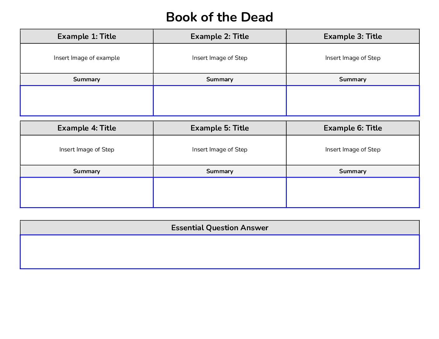 Book Of The Dead Template