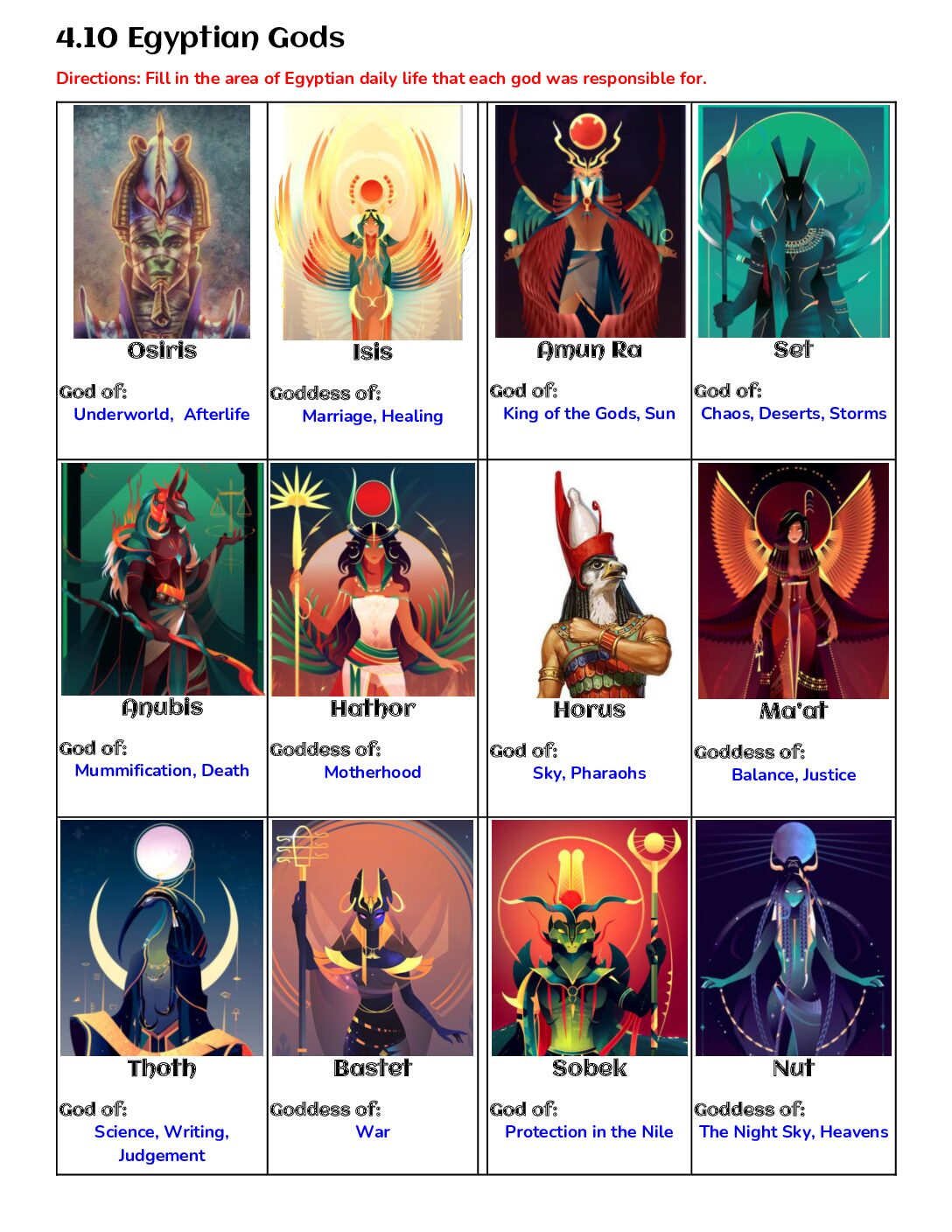 Completed 4.10 Egyptian Gods