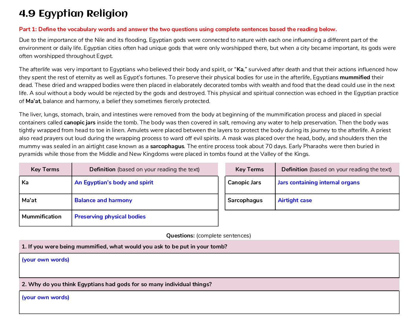 Completed 4.9 Egyptian Religion (1)