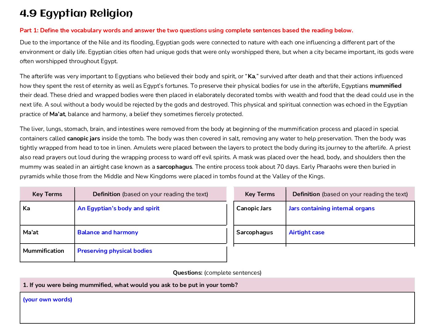 Completed 4.9 Egyptian Religion