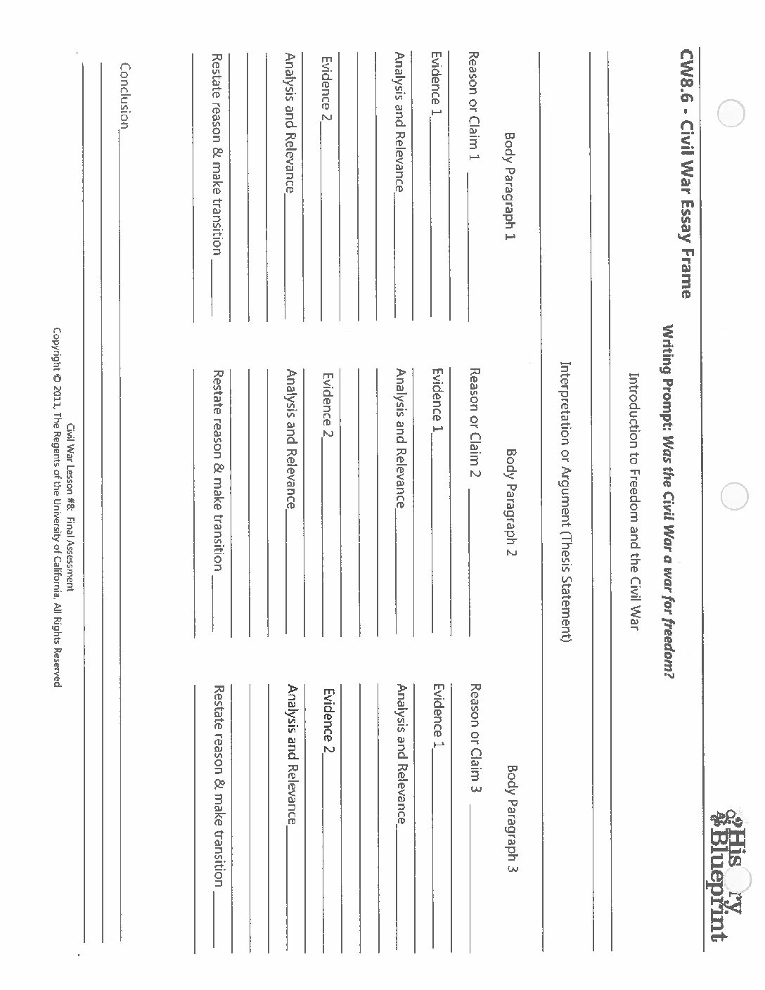 Cw 8.6 Civil War Esssay Frame. Socratic Outline