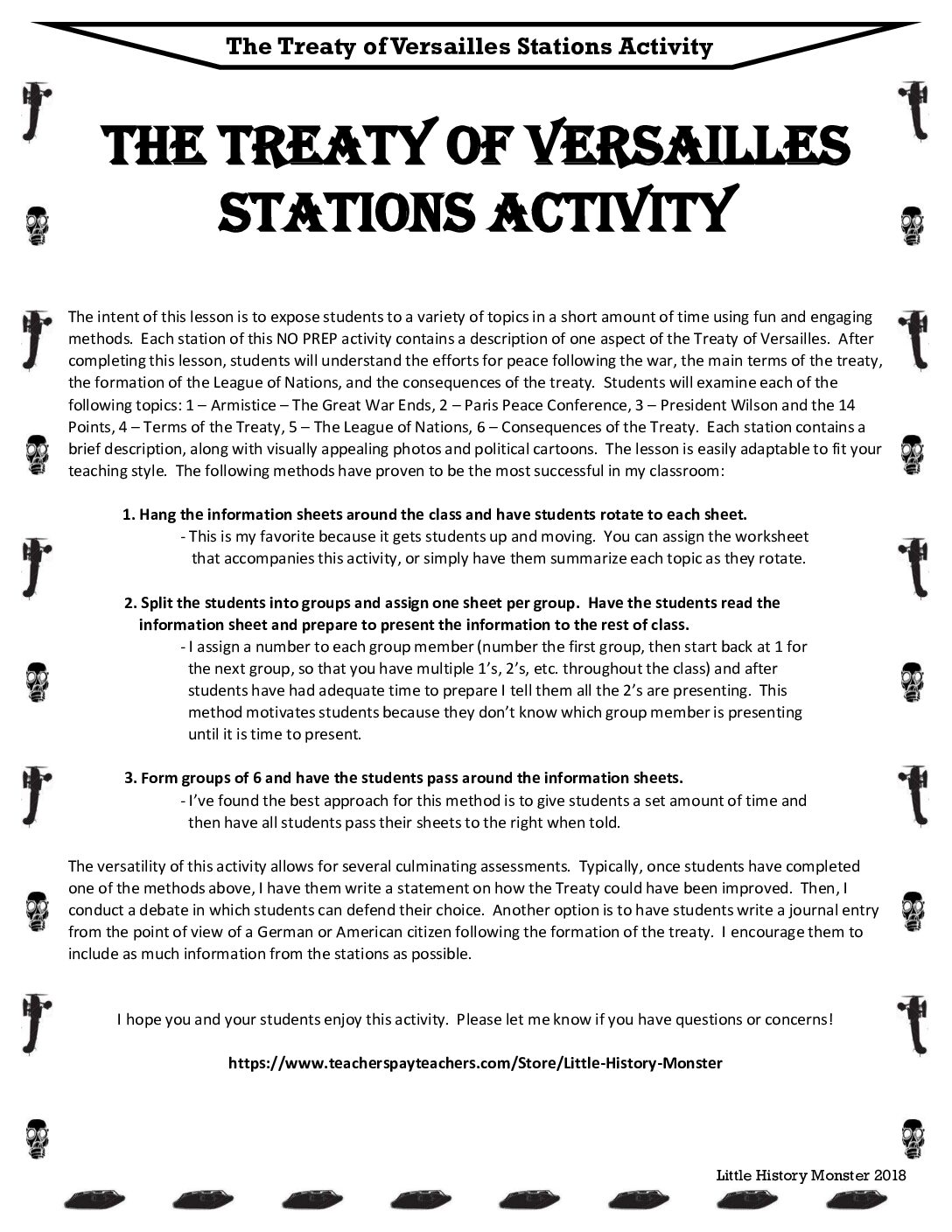 Day 8 Treaty Of Versailles Stations Handout