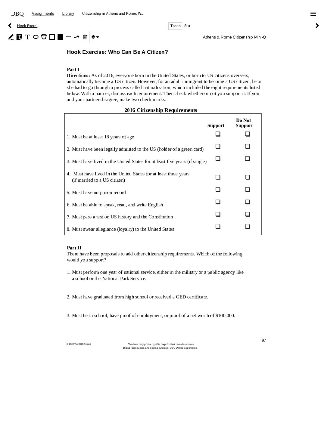 Dbq Online Hook Exercise
