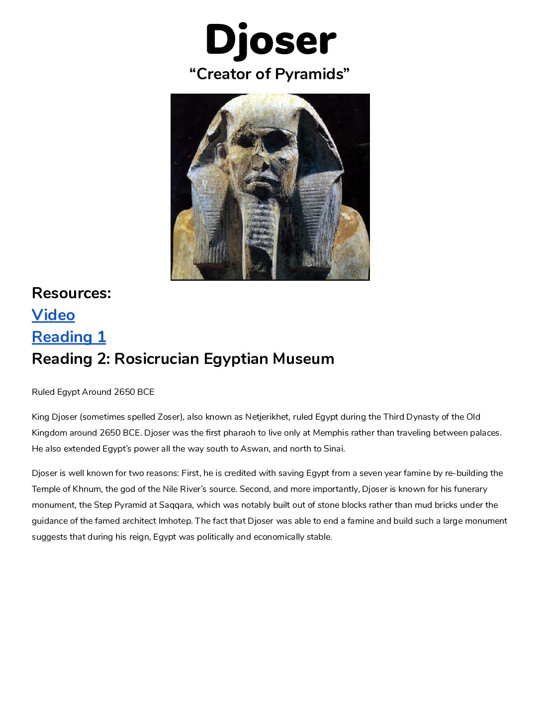 Djoser Information Card