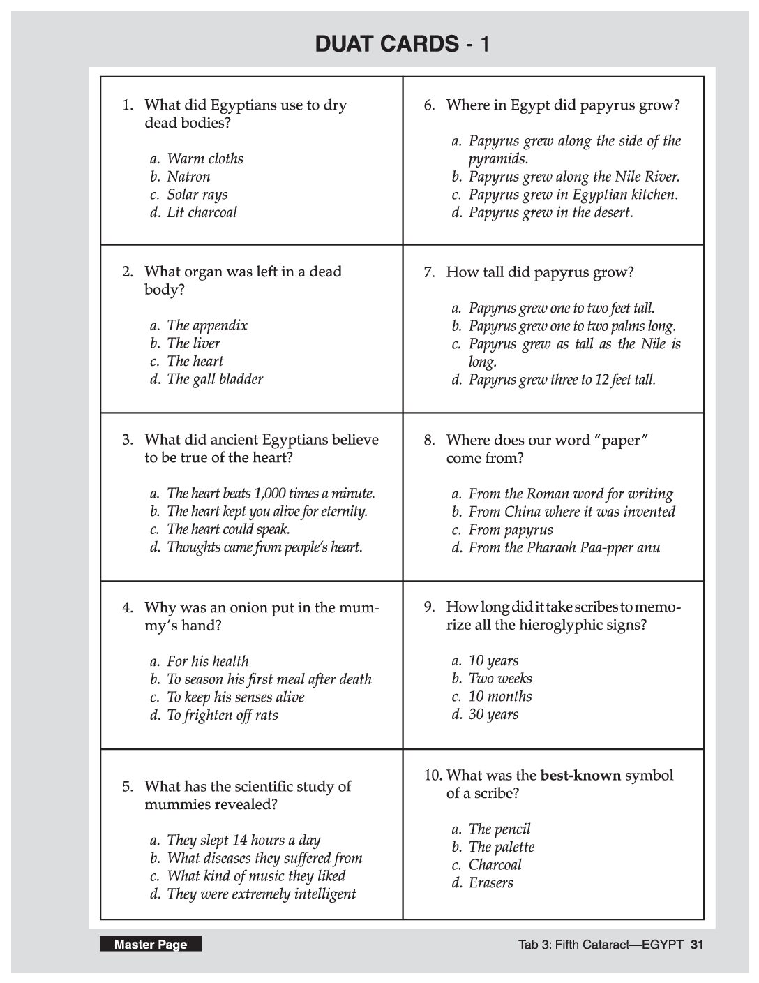 Duat Trivia Game