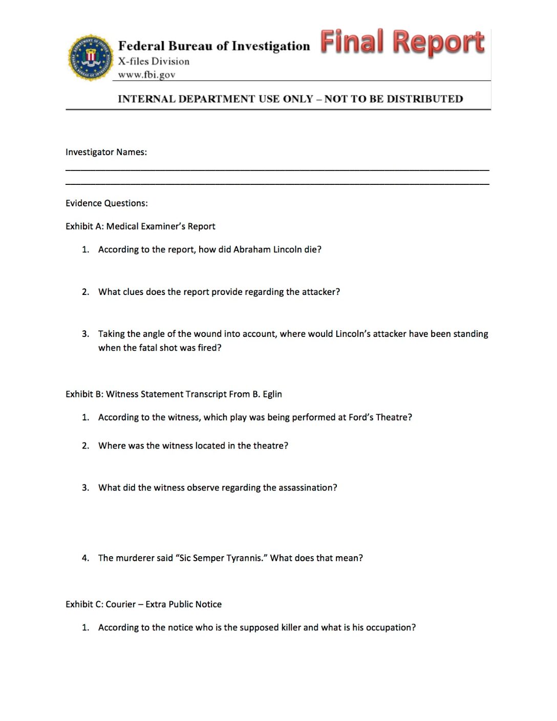 Final Report & Indictment