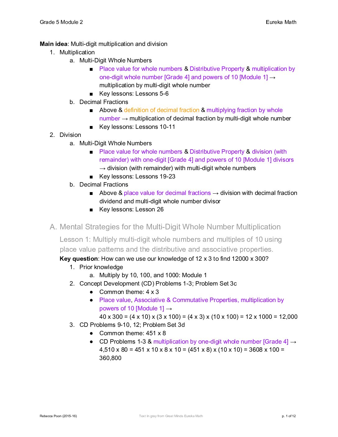 Grade 5 Module 2 Notes