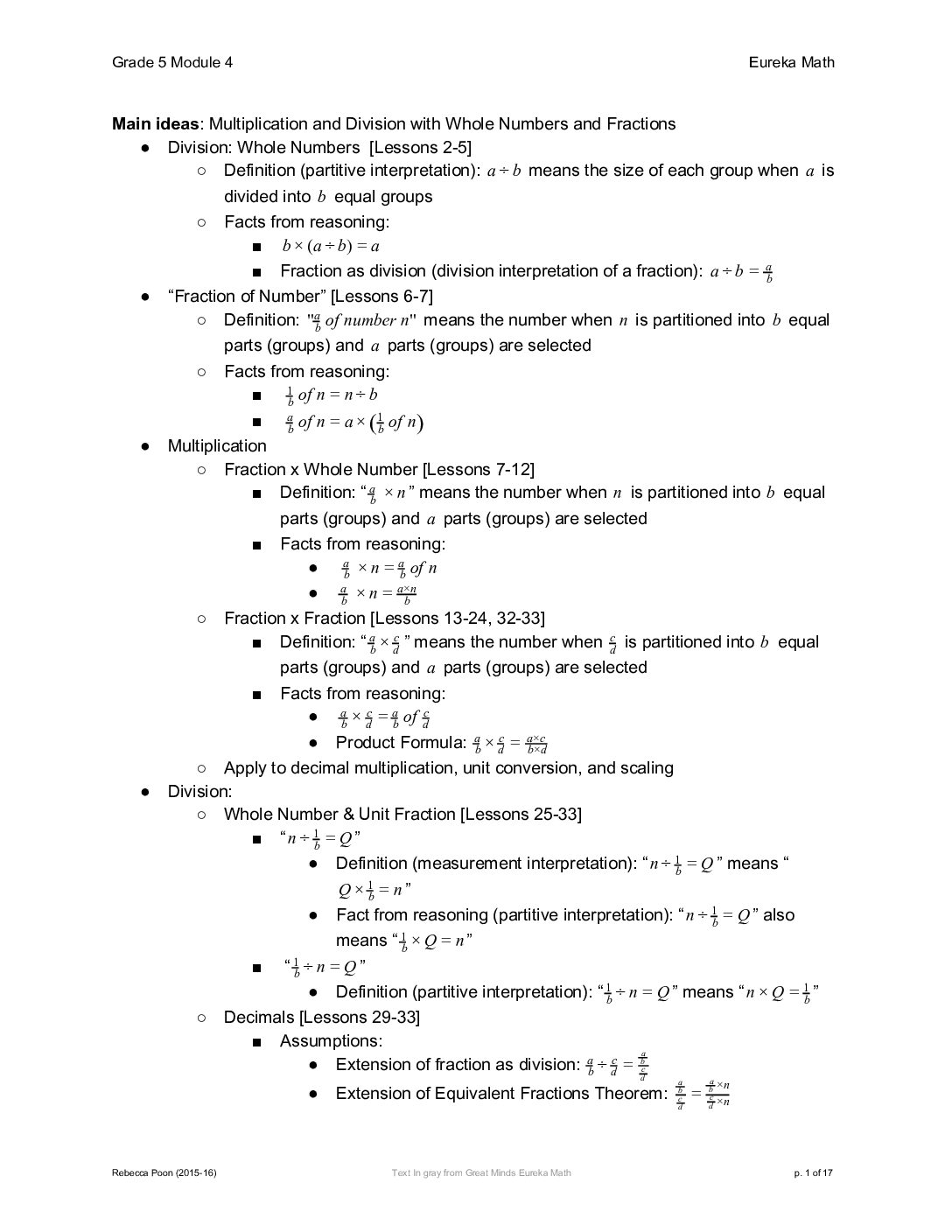 Grade 5 Module 4 Notes
