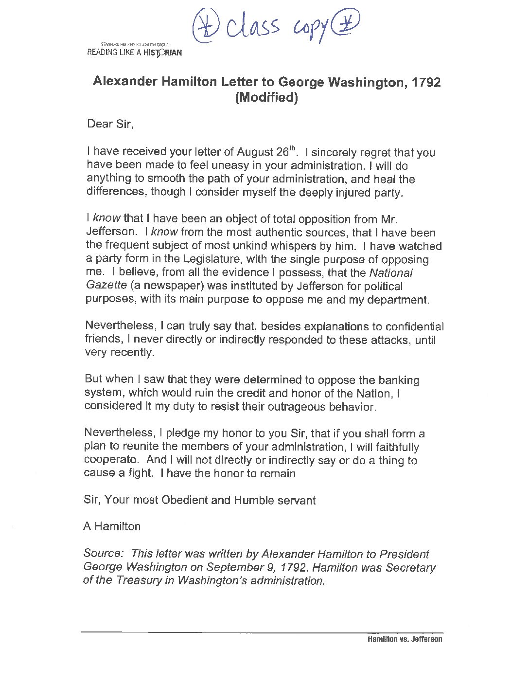 Hamilton And Jefferson Lesson