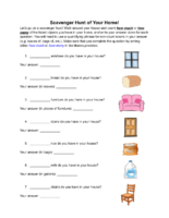 How Many How Much Scavenger Hunt Homework Lesson Plan #1