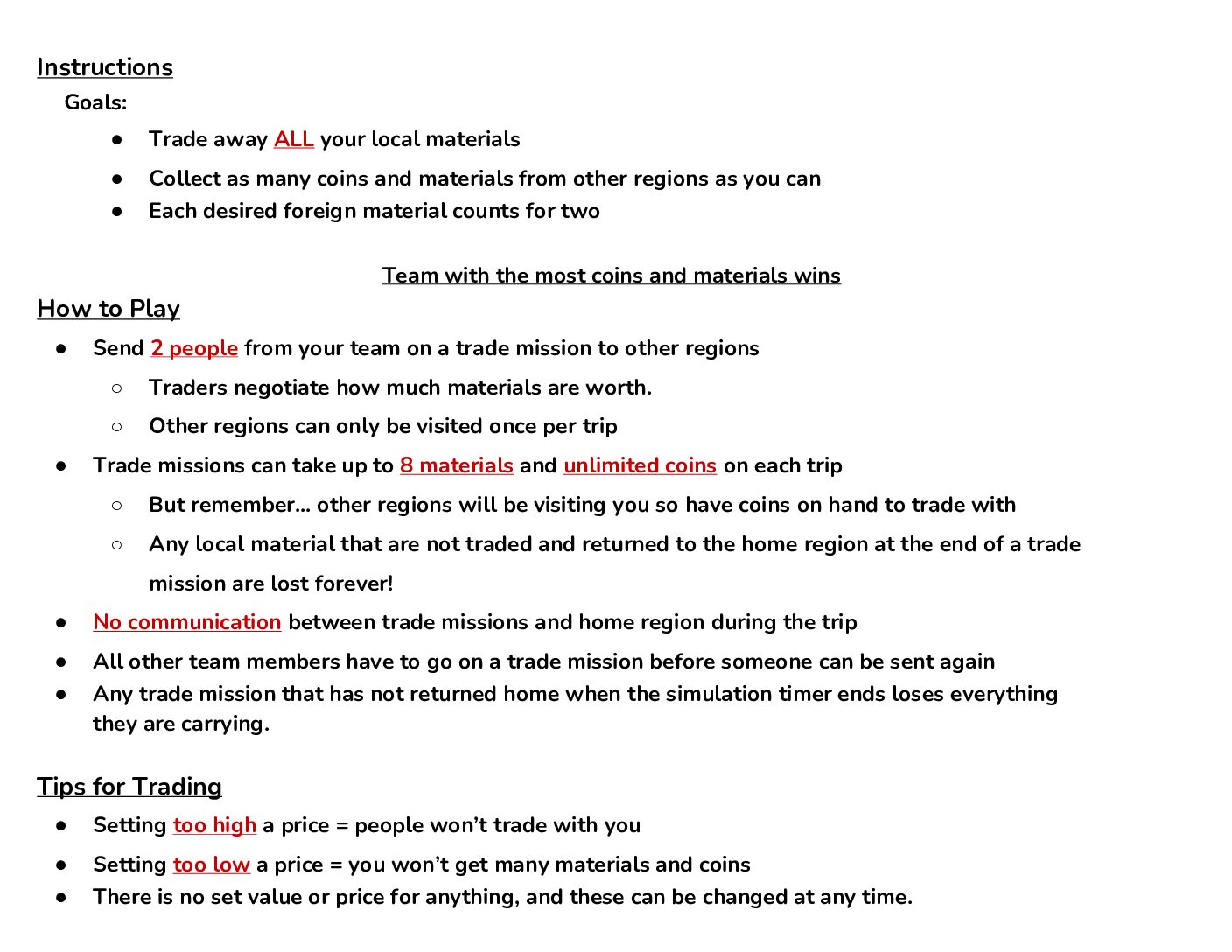 Instructions Sheet