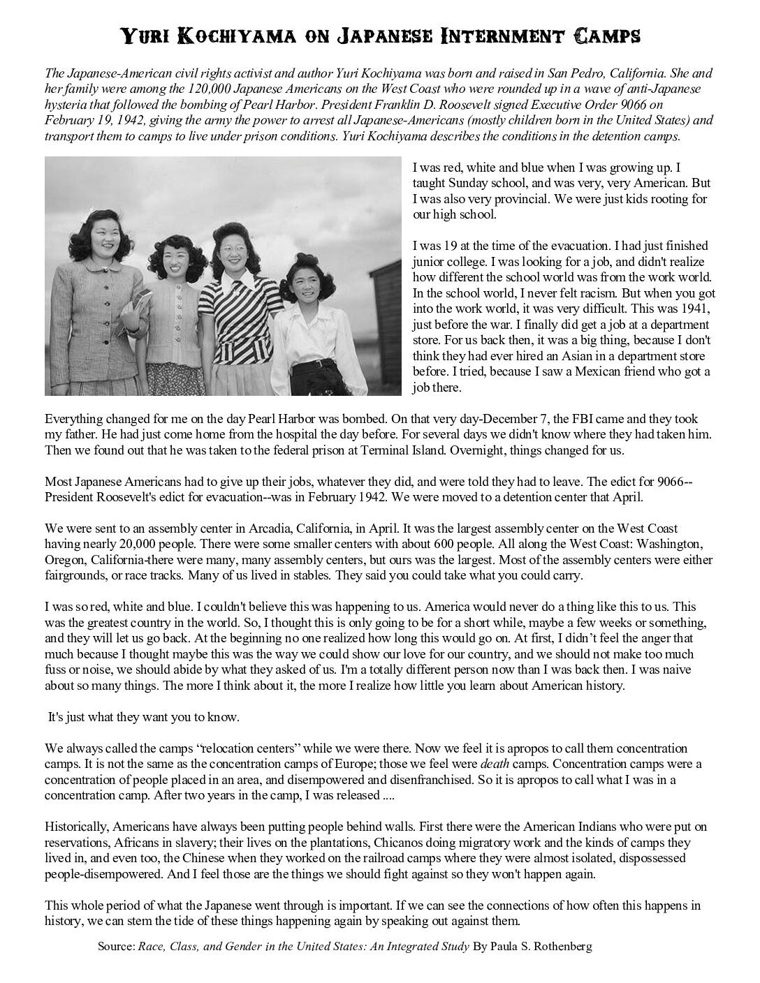 Japanese Internment Camps Primary Source Reading