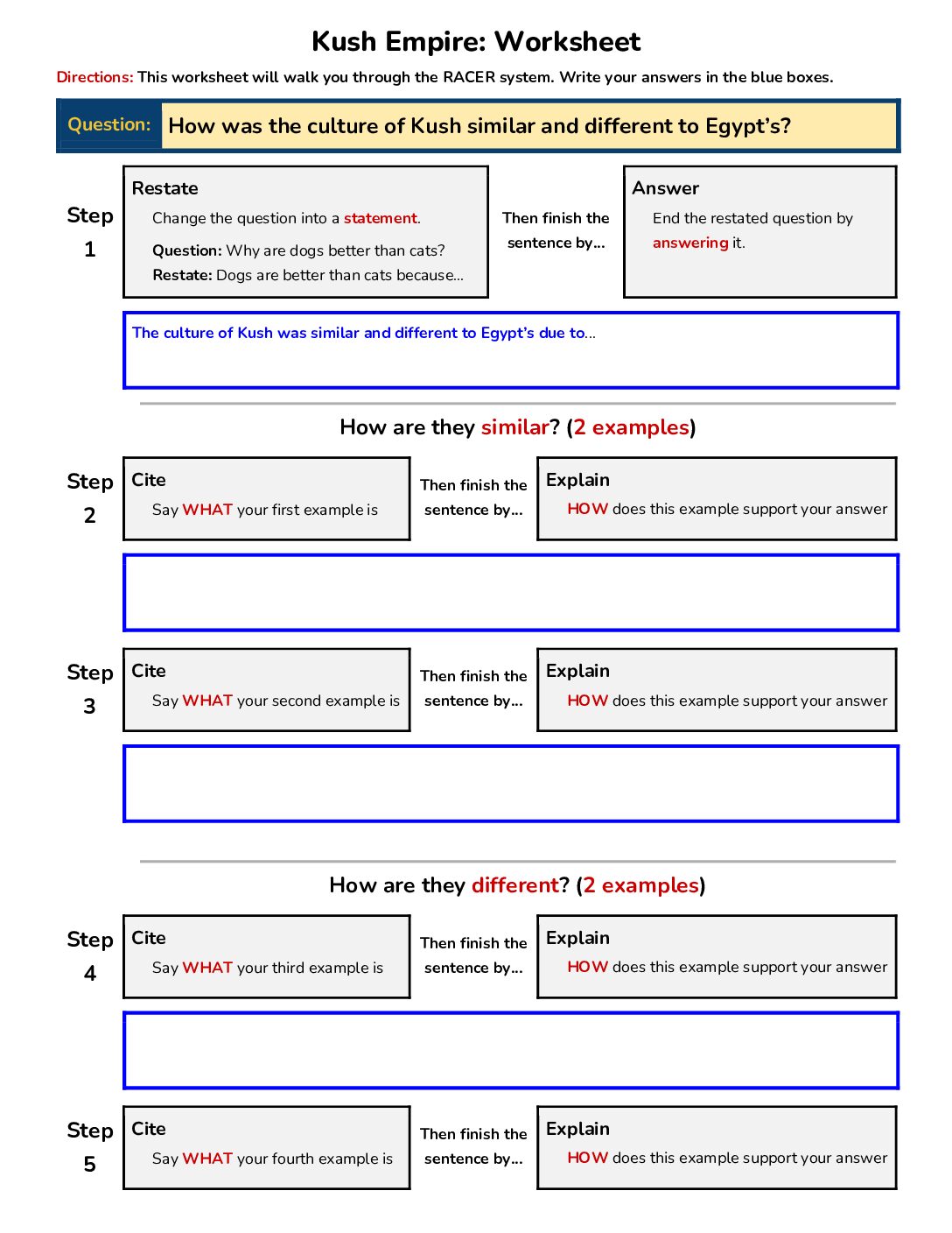 Kush Empire Worksheet