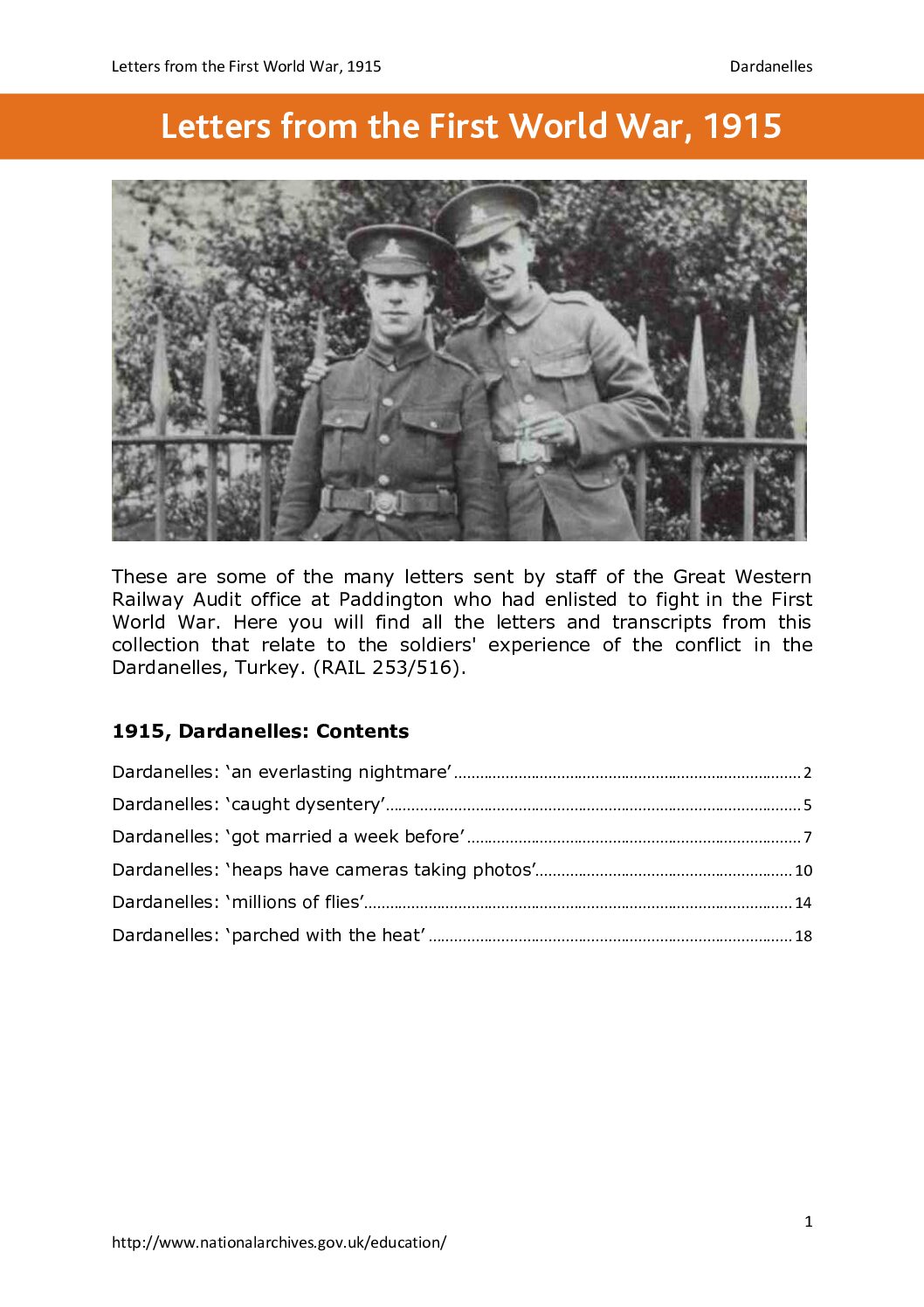 Letters From The First World War 1915 1 Dardanelles