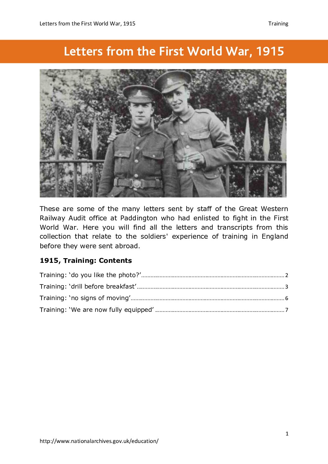 Letters From The First World War 1915 2 Training