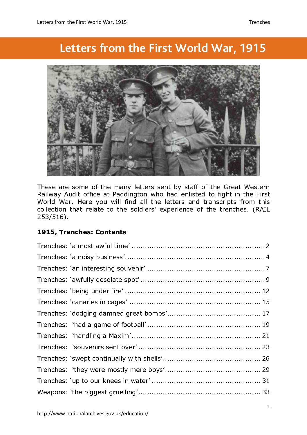 Letters From The First World War 1915 3 Trenches