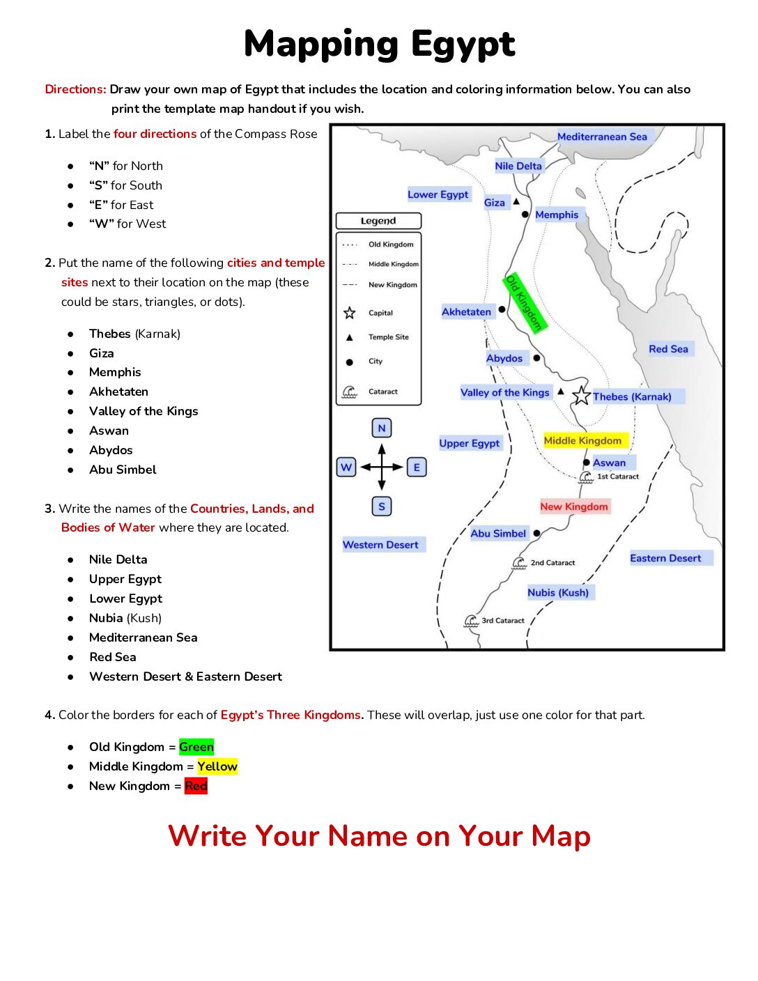 Mapping Egypt (Answer Key)
