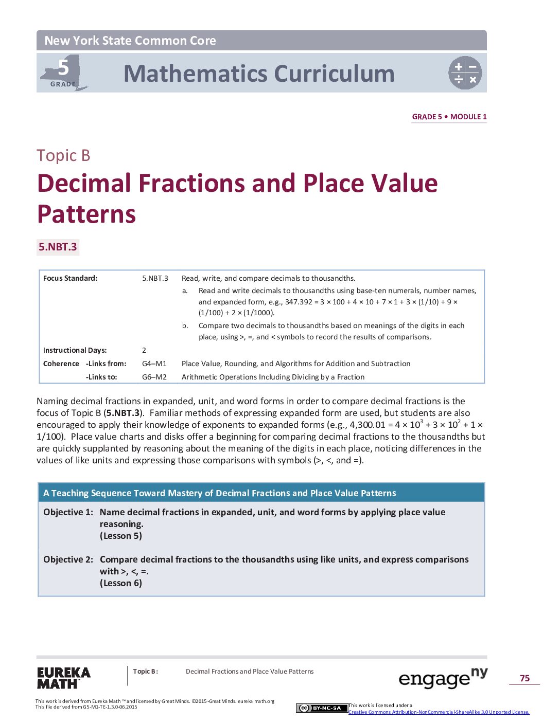Math G5 M1 Topic B Overview