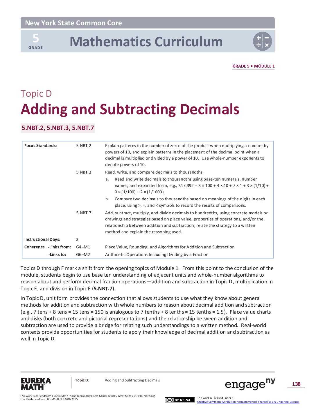 Math G5 M1 Topic D Overview