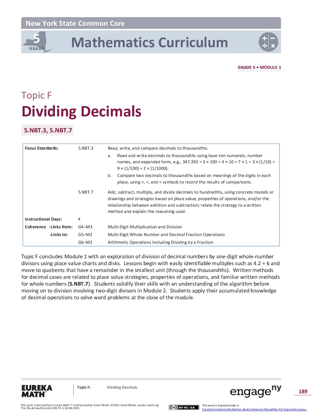 Math G5 M1 Topic F Overview