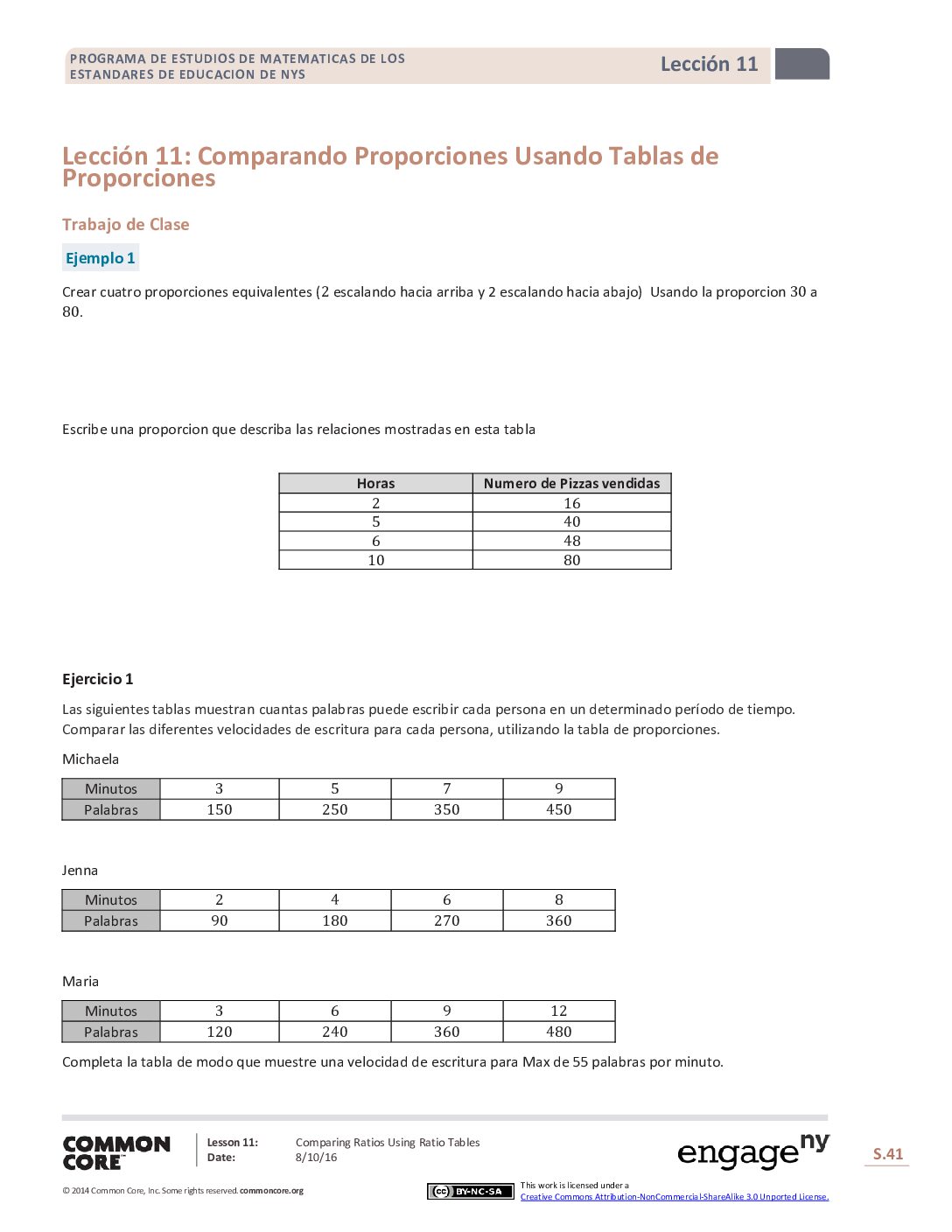 Math G6 M1 Topic B Lesson 11 Student Spanish