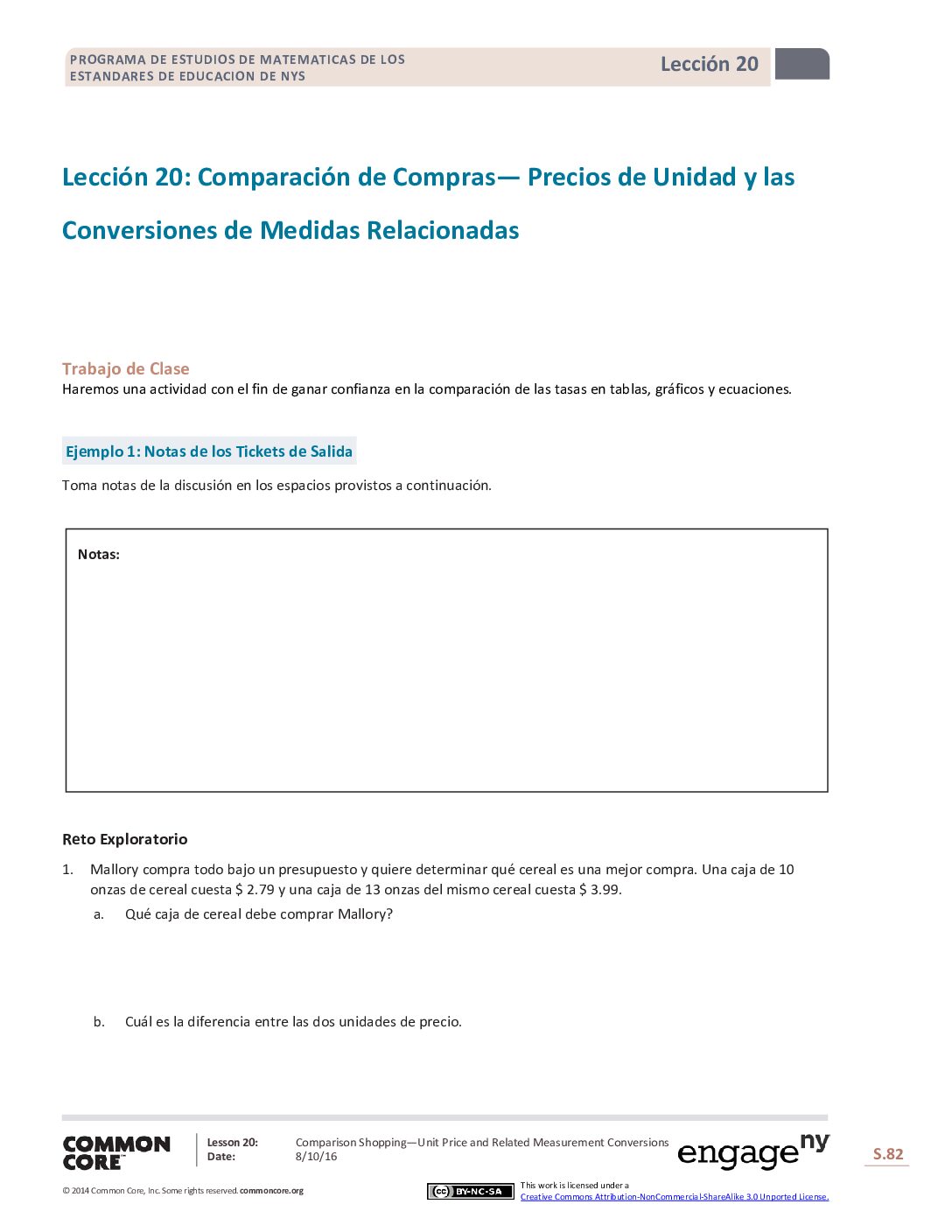 Math G6 M1 Topic C Lesson 20 Student Spanish