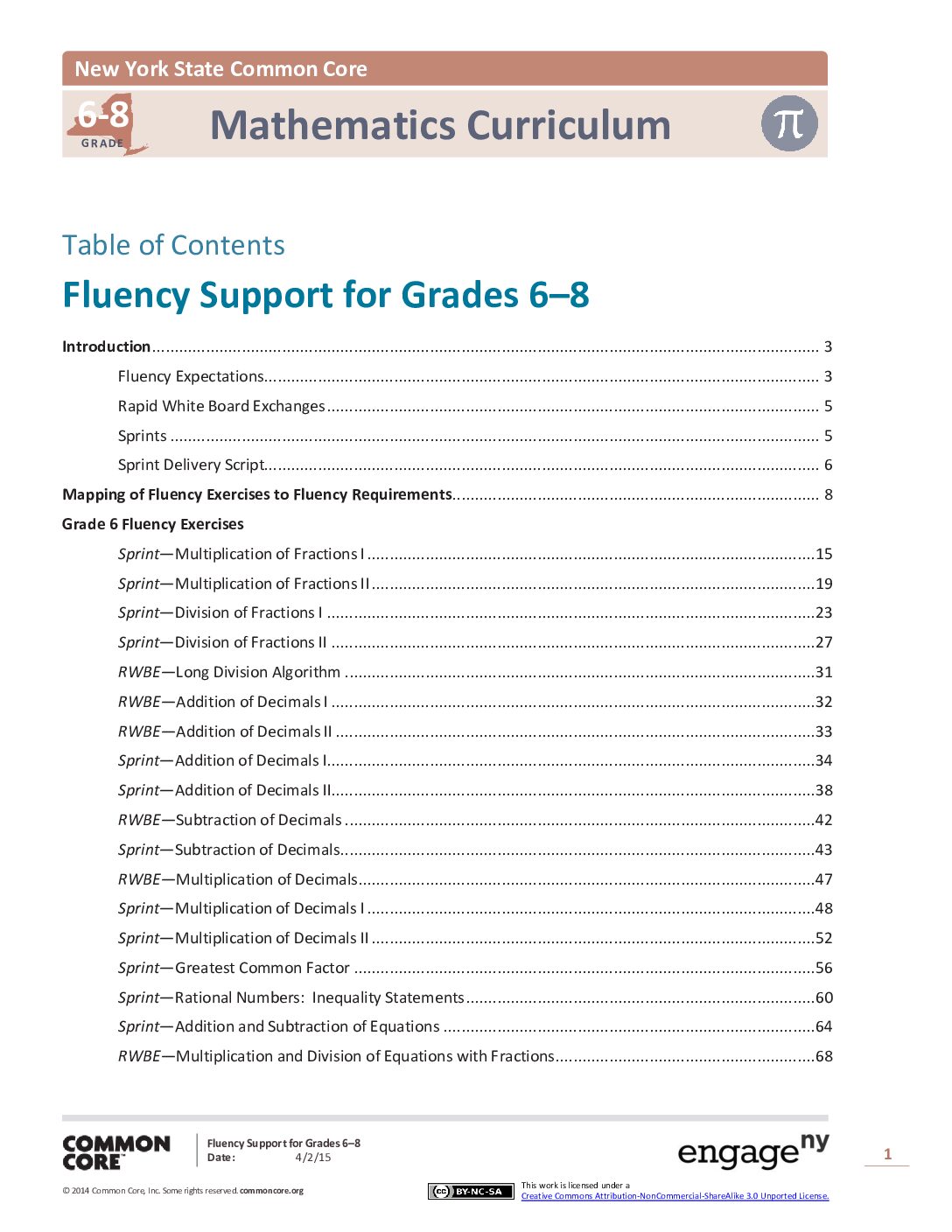 Math Grades 6 8 Fluency Support
