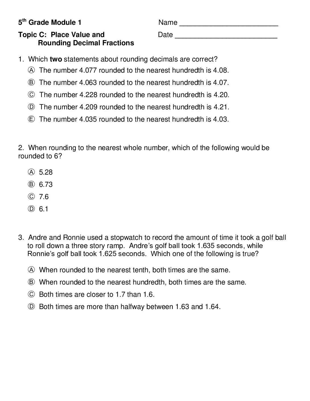 Mod 1 Topic C Quiz