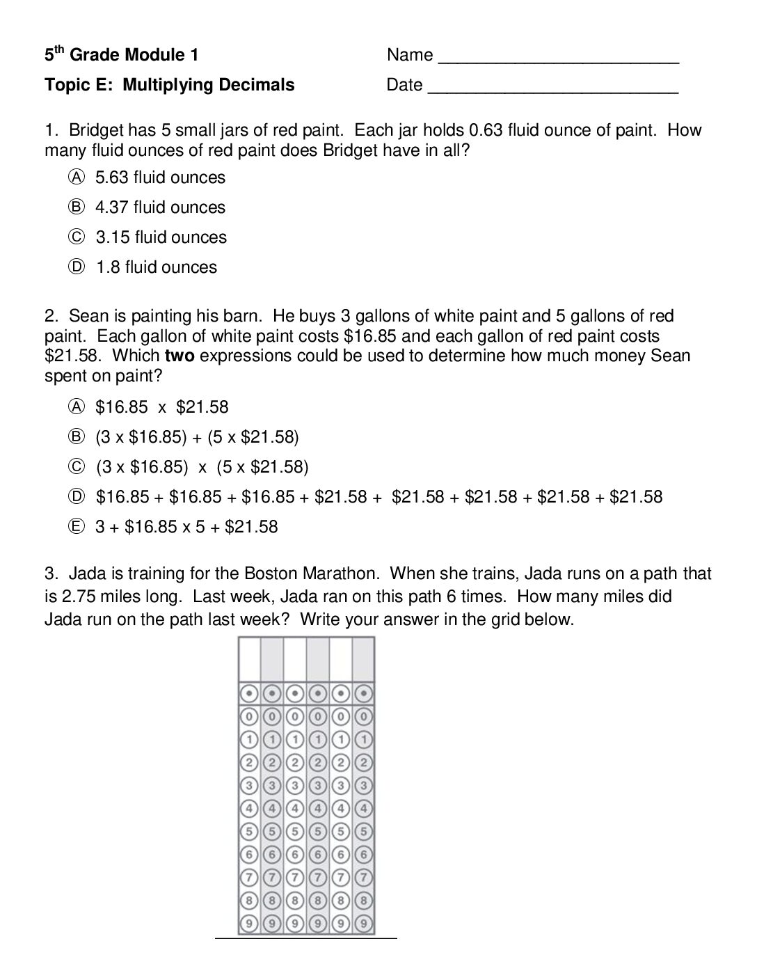 Mod 1 Topic E Quiz