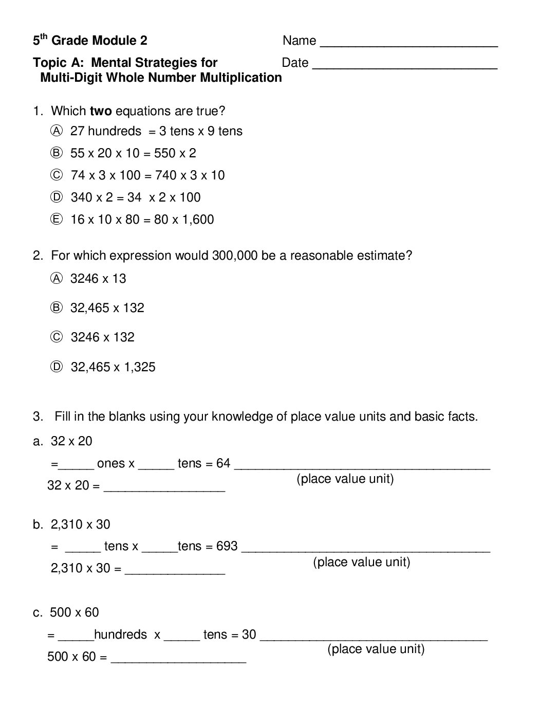 Mod 2 Topic A