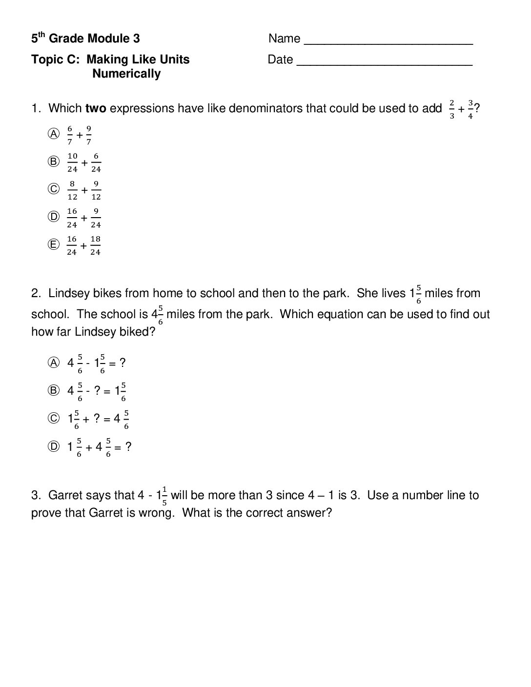 Mod 3 Topic C Quiz
