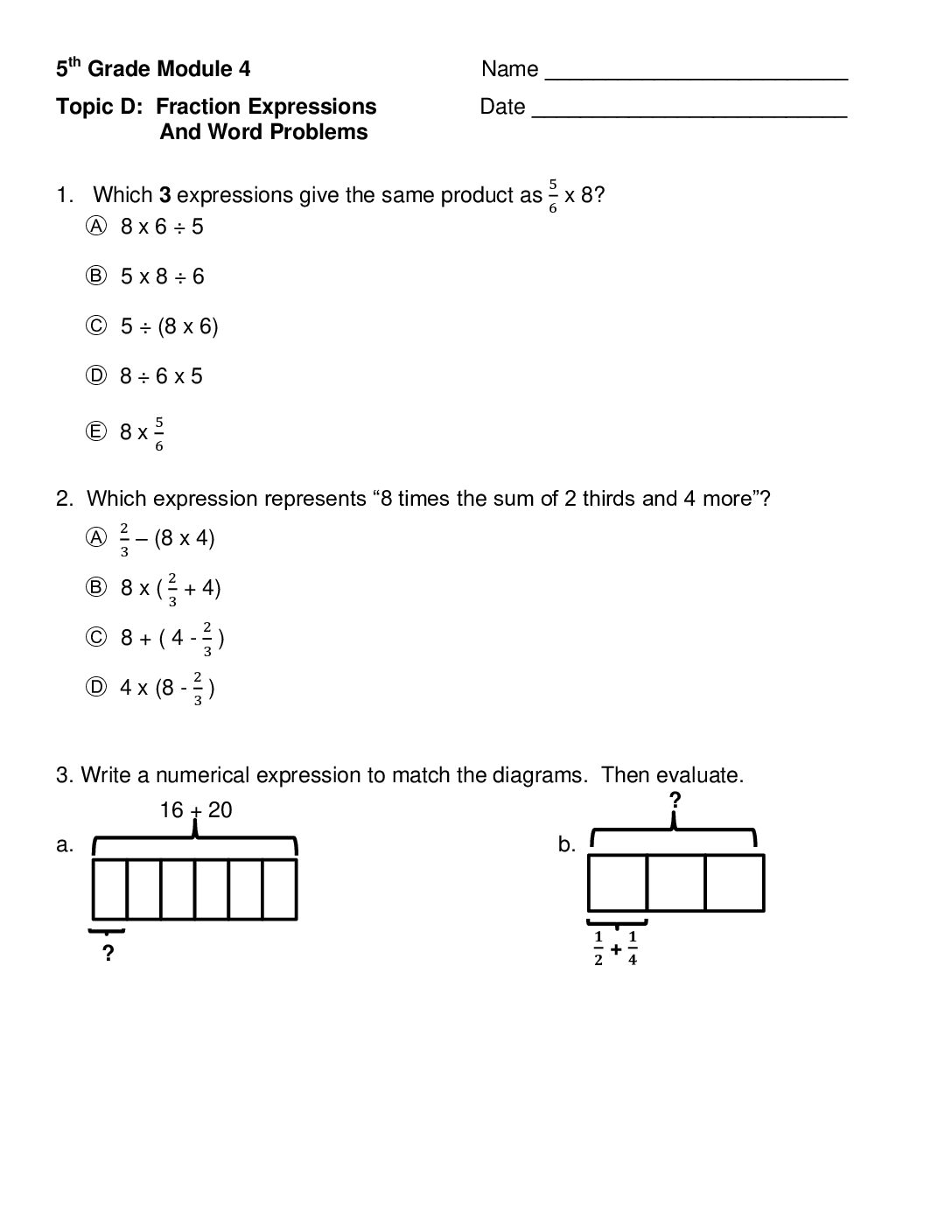 Mod 4 Topic D Quiz