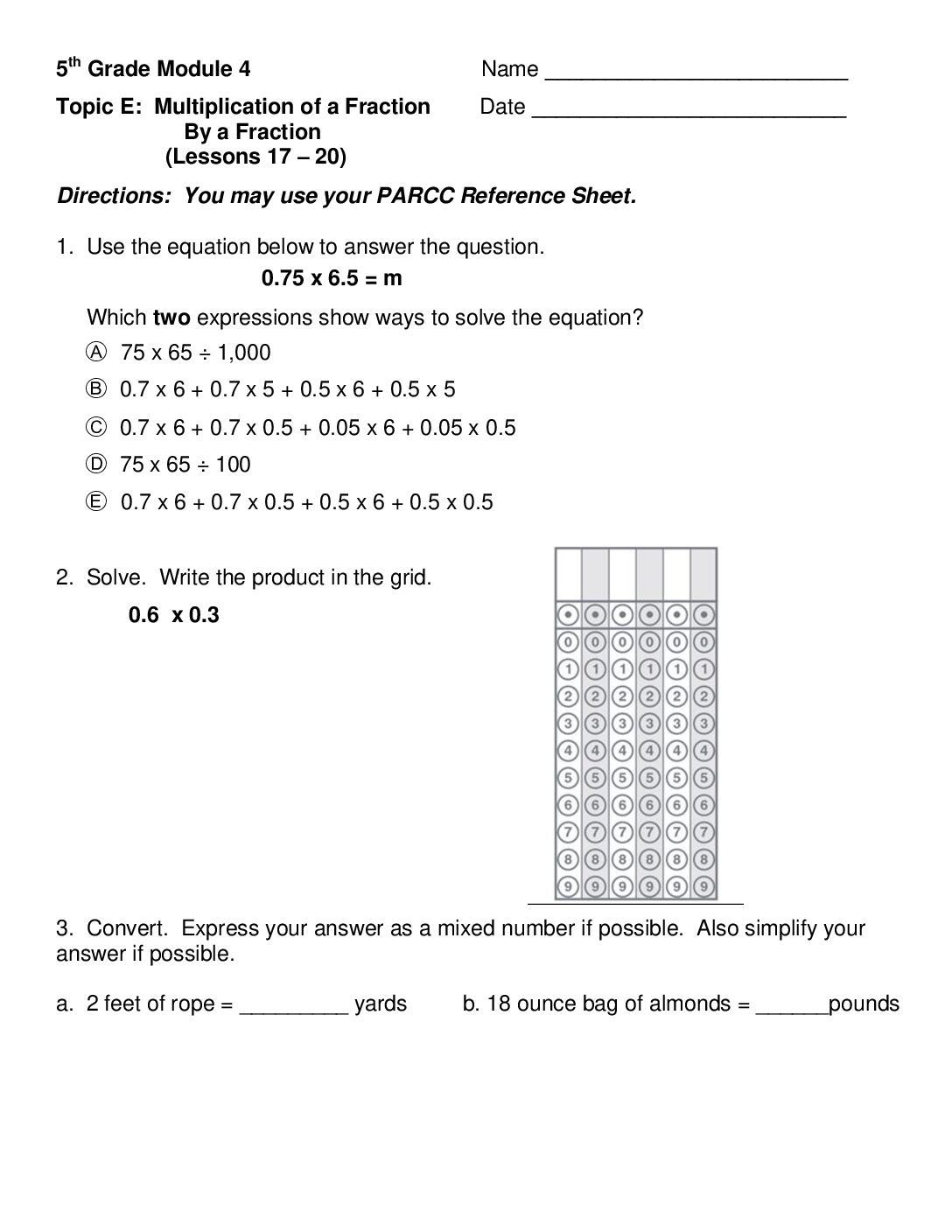 Mod 4 Topic E Lessons 17 20 Quiz