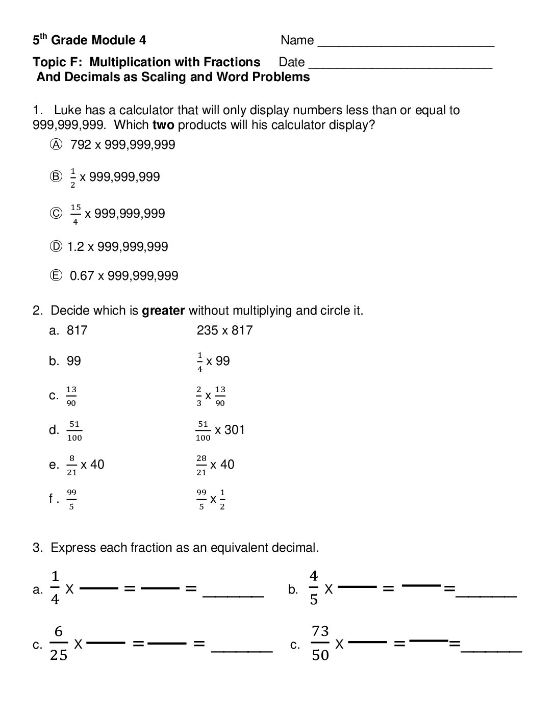 Mod 4 Topic F Quiz